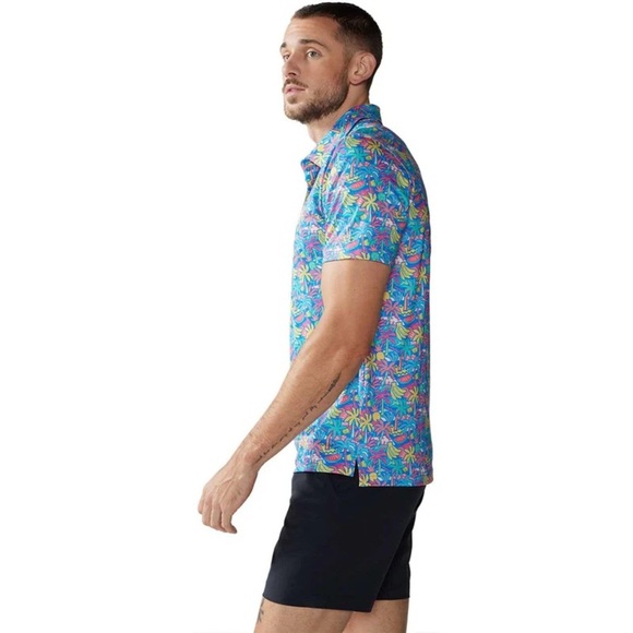 CHUBBIES The Tropical Bunch Performance Polo 2.0 Shirt Large NWT Banana Palm - Picture 4 of 5